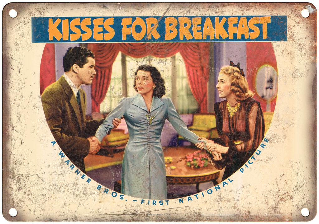 Kisses for Breakfast Cinema Lobby Card Metal Sign