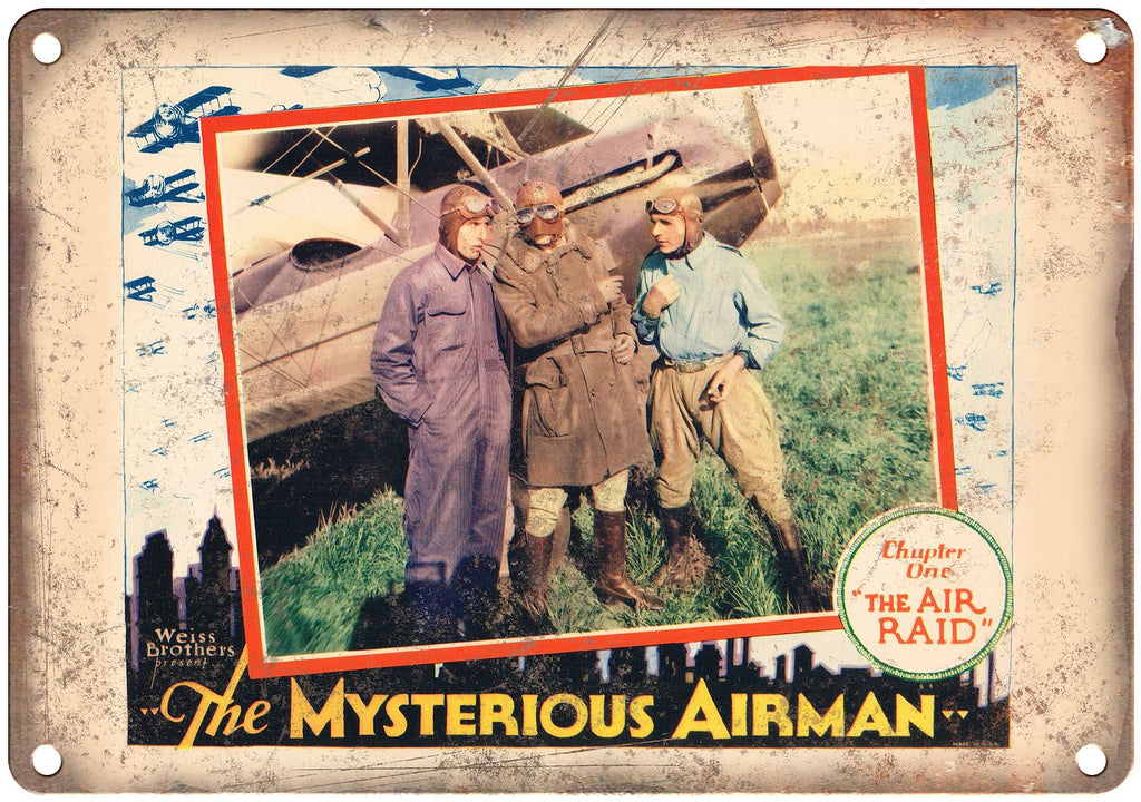 The Mysterious Airman the Air Raid Metal Sign