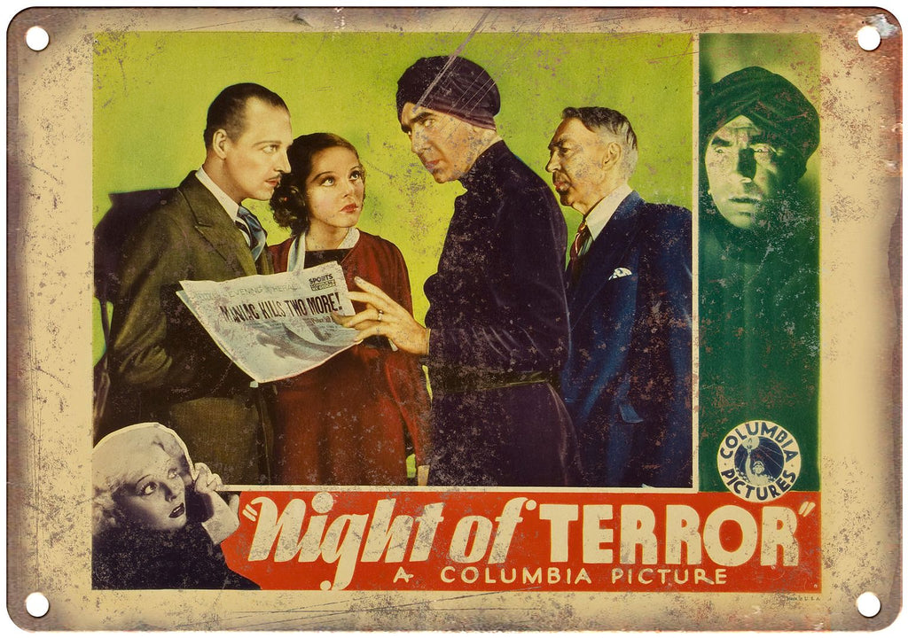 Night of Terror Vintage Lobby Card Metal Sign