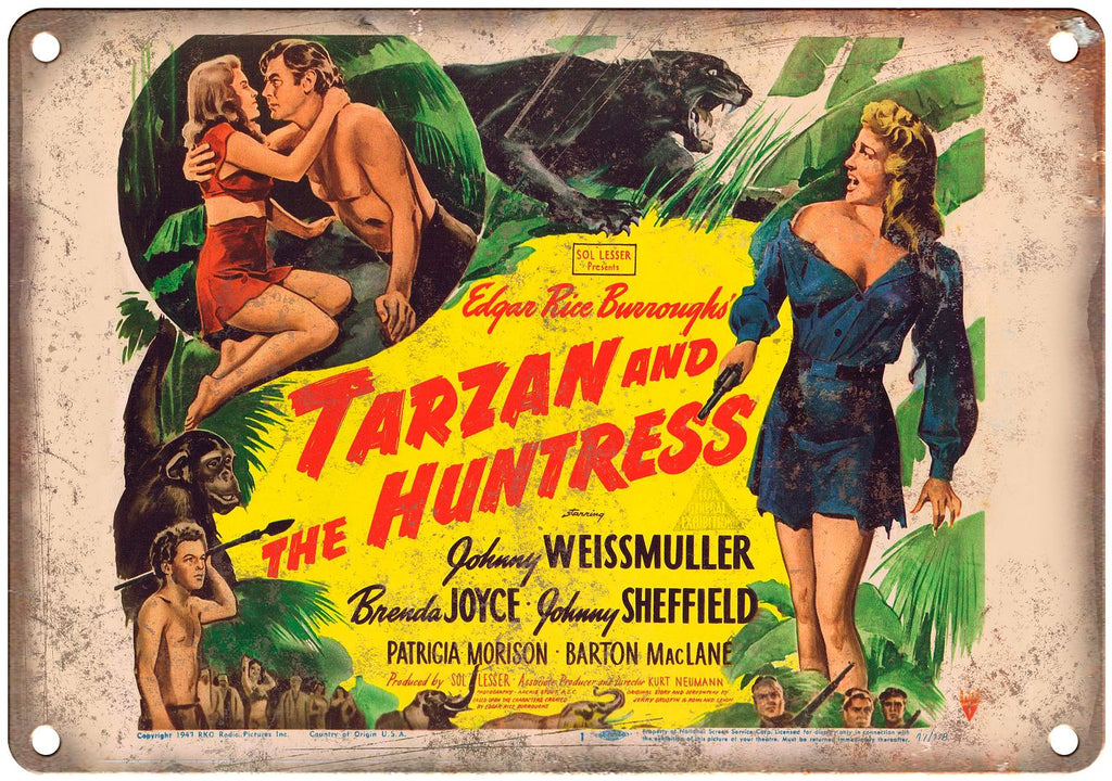 Tarzan and the Huntress Lobby Card Metal Sign