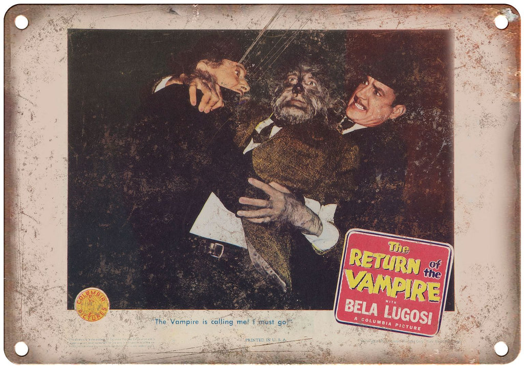 The Return of the Vampire Bela Lugosi Metal Sign