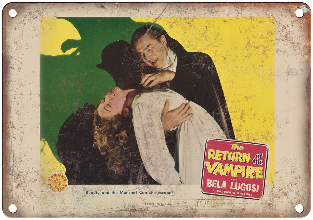 Return of the Vampire Lobby Card Metal Sign