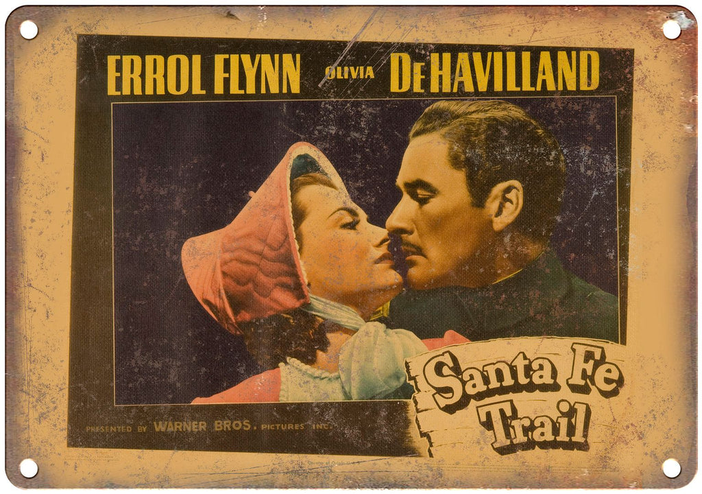 Santa Fe Trail Errol Flynn Lobby Card Metal Sign