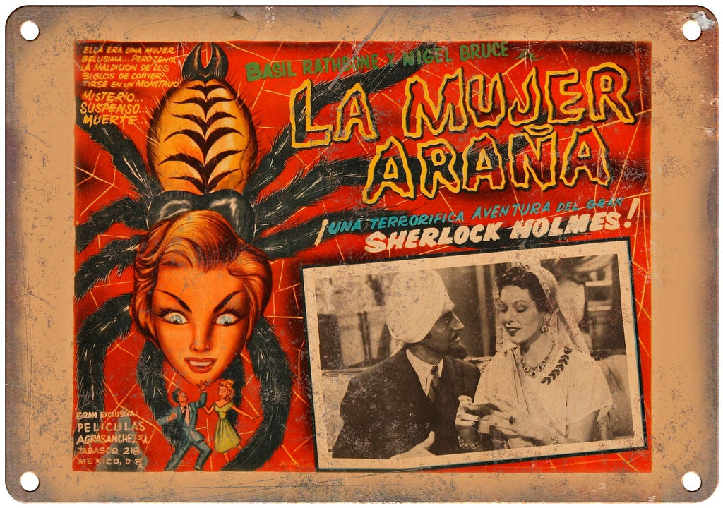 Sherlock Holmes La Mujer Arana Lobby Card Metal Sign