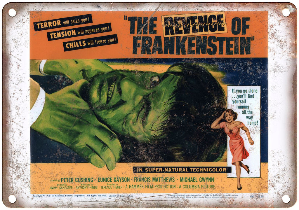 The Revenge of Frankenstein Movie Poster Metal Sign