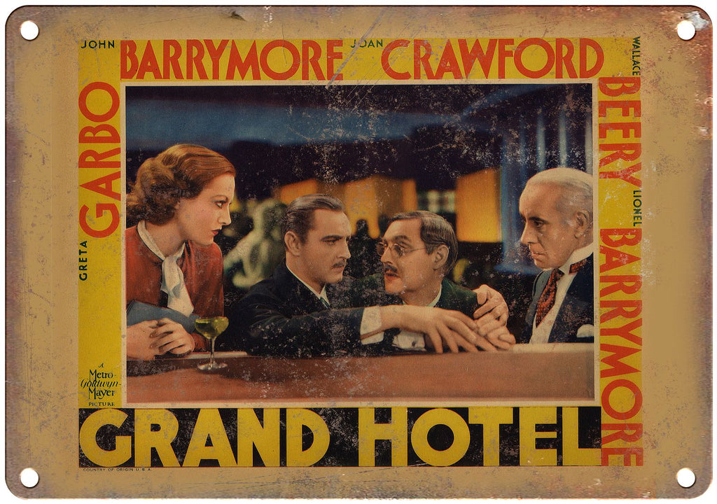 John Barrymore Grand Hotel Lobby Card Metal Sign
