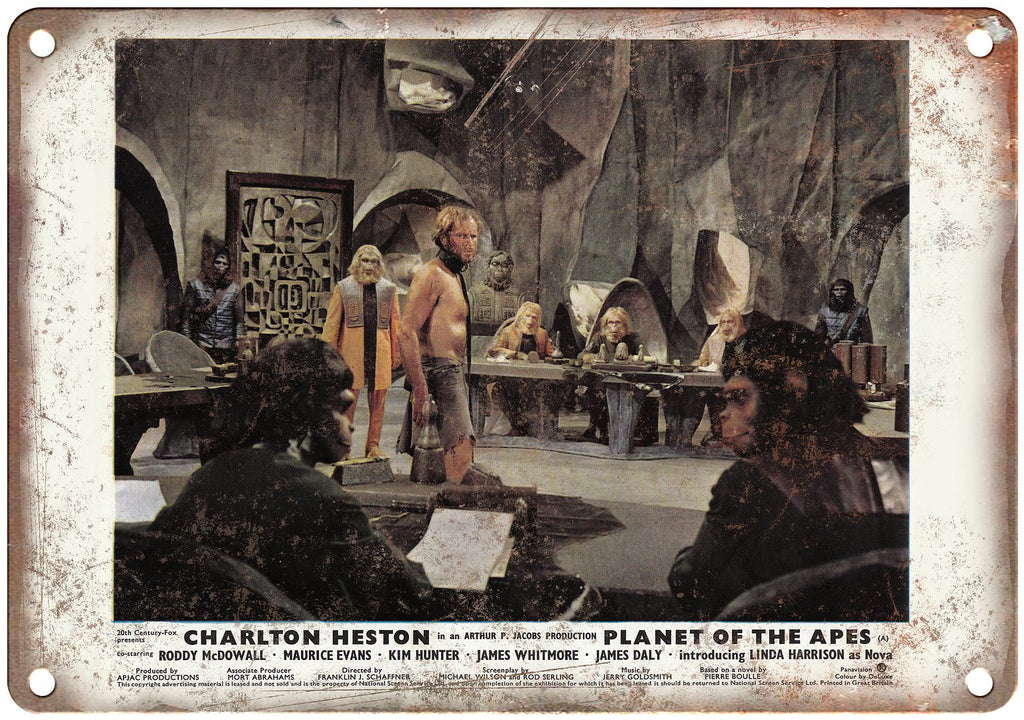 Vintage Planet of the Apes Lobby Card Metal Sign